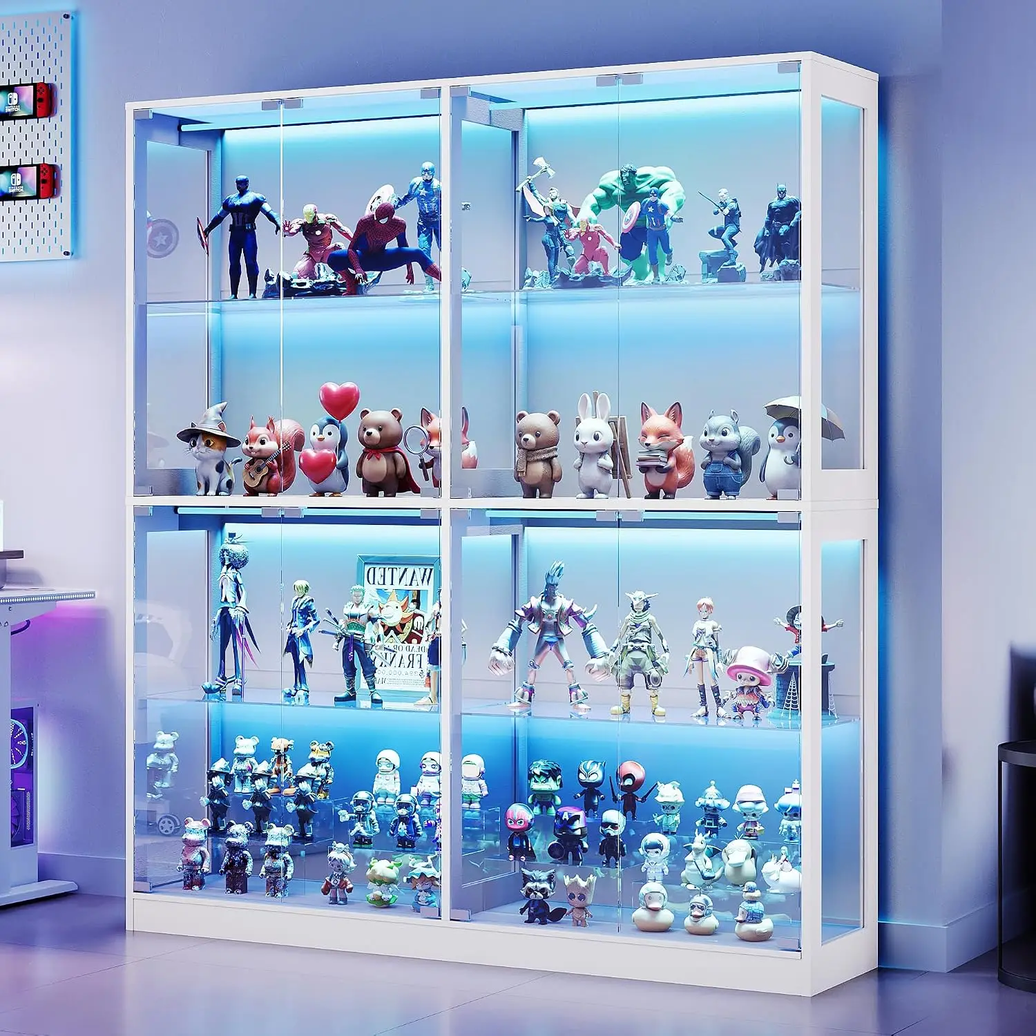 Display Cabinet with Glass Shelves 60 Inch for Living Room Storage, Customized