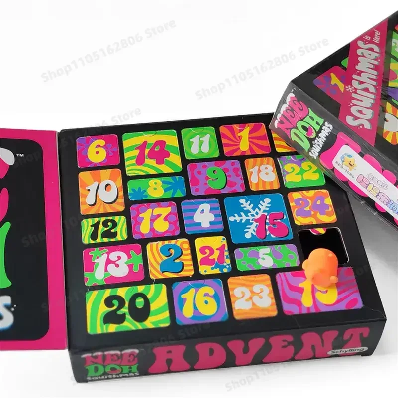 24-дневный адвент-календарь Nee Doh, сжимаемая игрушка, слепая коробка - снятие стресса, сенсорные игрушки для детей/взрослых, Рождество, развлечение обратного отсчета