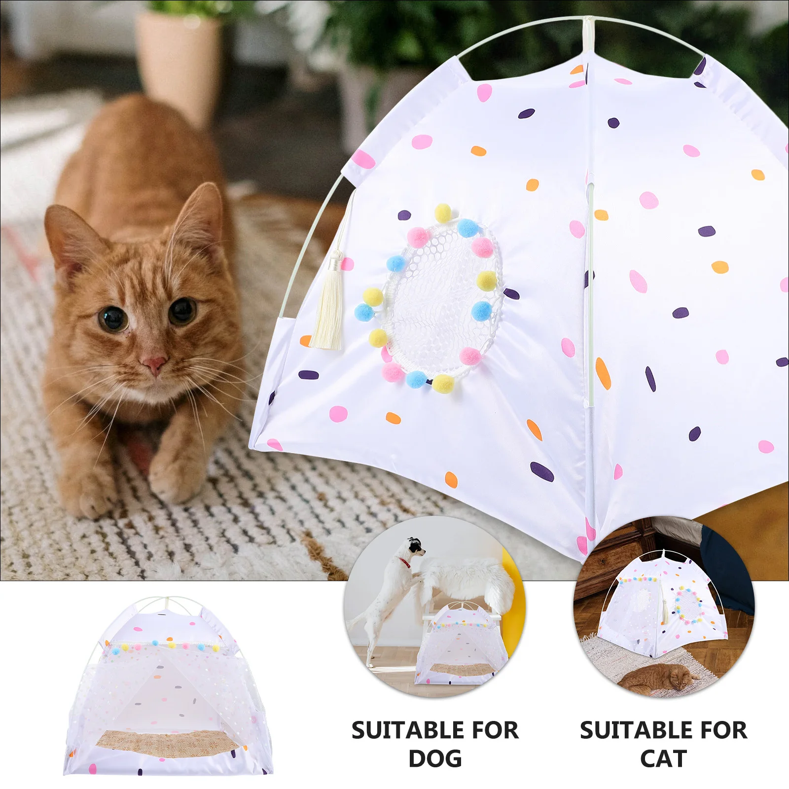 

Folding Tent House For Dogs Cats Summer Mat Cushion Waterproof Shelter Bed Indoor Outdoor Play Nest Pet Supply Foldable Dog