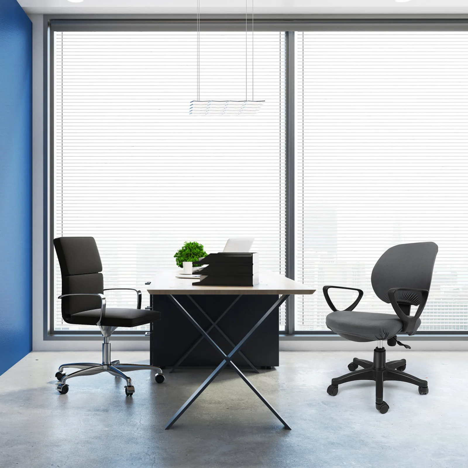 

Stretchy Chair Dark Grey Elastic Protector Covers for Chairs Stretchy Chair Cover 2-piece Split Design Reusable