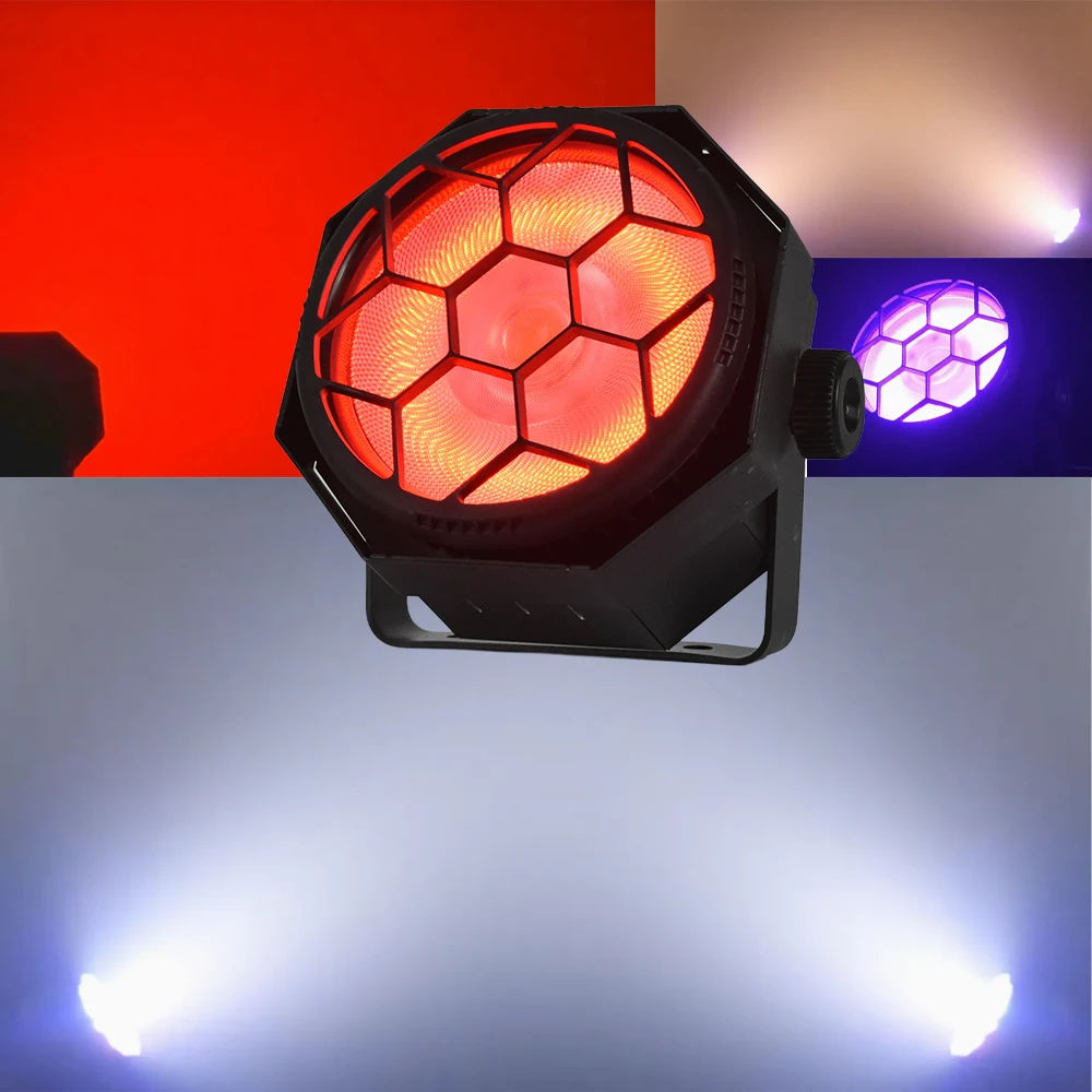 120W LED Par Light Cool Warm White COB Combines with Dynamic RGB Auxiliary LED DMX512 Strobe Stage Light for DJ Party Disco
