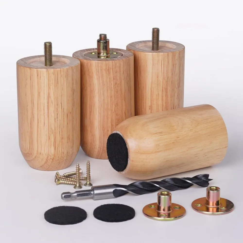 

Wood Furniture Legs 4 Inches Sofa Legs Pack of 4 Replacement Sofa Couch Legs, Mid-Century Modern Feet for Ottoman Bench Armchair