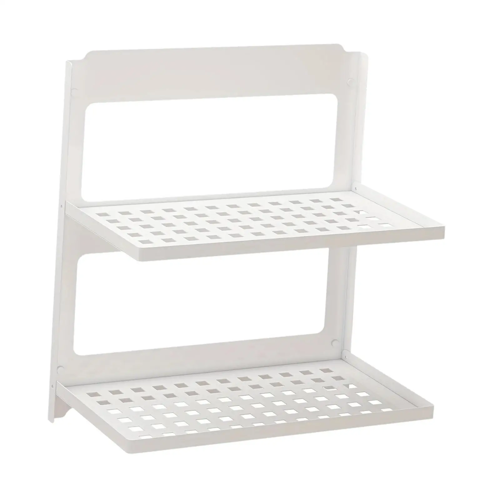 Metal Panels Bathroom Shelves Wall Mounted 2 Tier Folding Display Wall Shelves for Garage Kitchen Loft RV