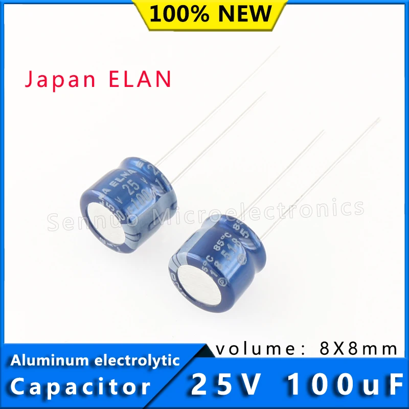 5 peças 100uf 25v novo capacitor japonês elna lanpao 25v 100uf 8x8mm amplificador de potência de áudio filtro capacitor eletrolítico