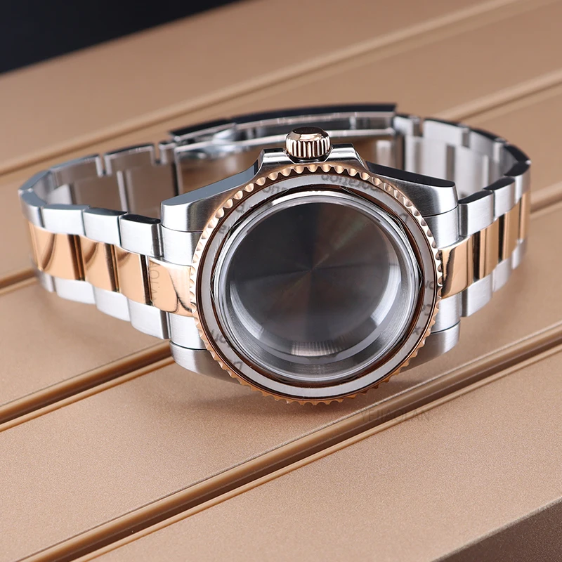 40mm Silver Rose Gold Watch Case For Seiko NH35 NH36 NH38 NH34 4R36 Miyota8215 ETA2824 Movement 316L Steel Bracelet Slide Buckle