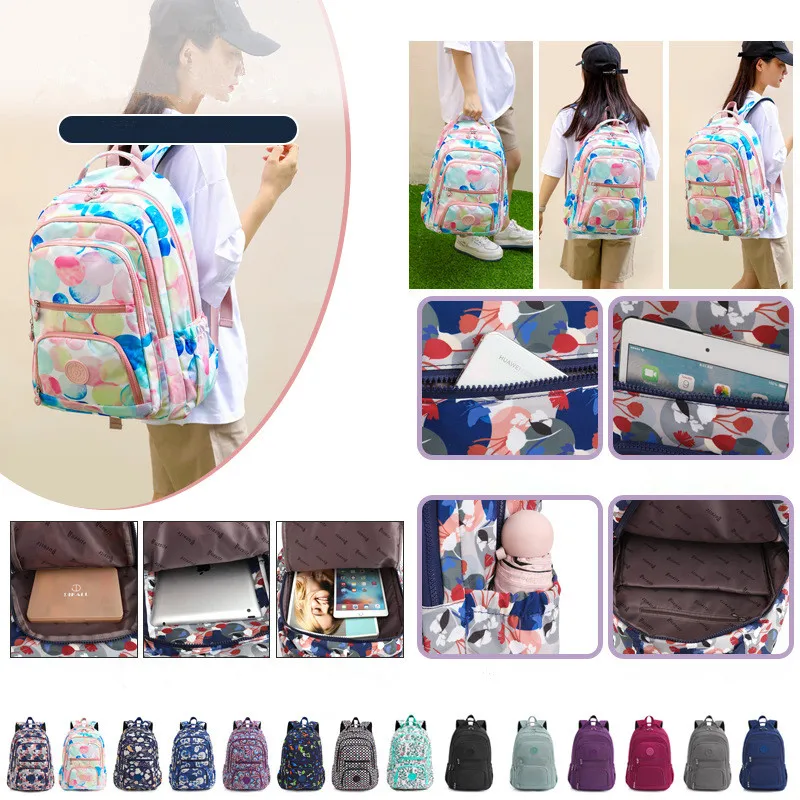 New Waterproof Nylon Backpack for Women School Shoulder Bag Bagpack for Teenage Girls Schoolbags Female Travel Backpacks mochila