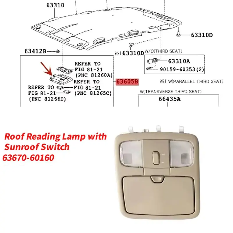 Exclusive Dome Lamp Beige Over Head Roof Reading Light 63670-60070 For Toyota Land Cruiser Prado LC120 GRJ120 03-096367060070