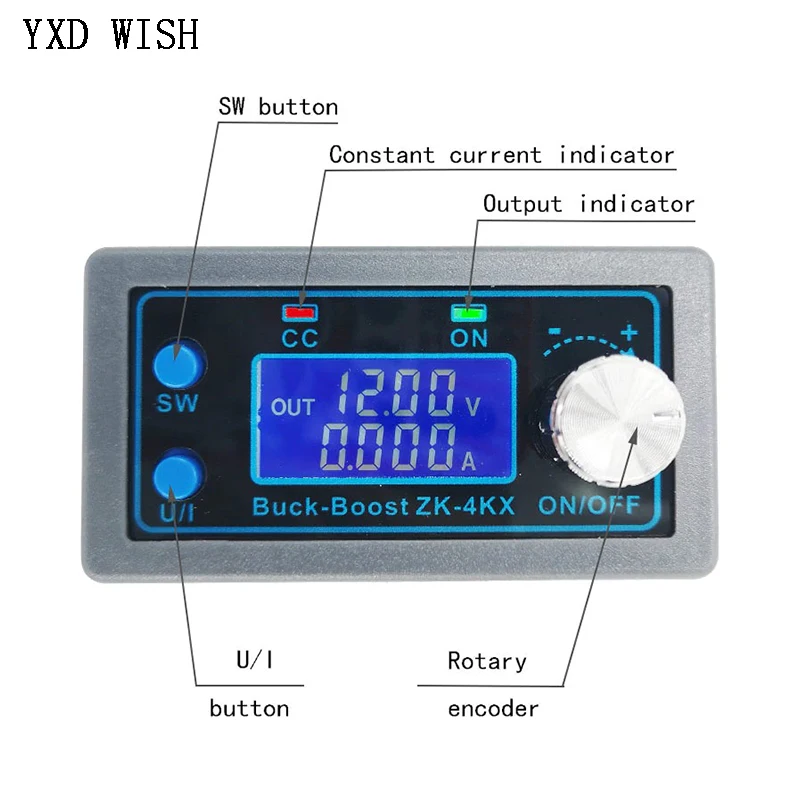 ZK-4KX DC-DC Buck Boost Converter CC CV 0.5-30V 4A 5V 6V 12V 24V Power Module Adjustable Regulated Laboratory Power Supply
