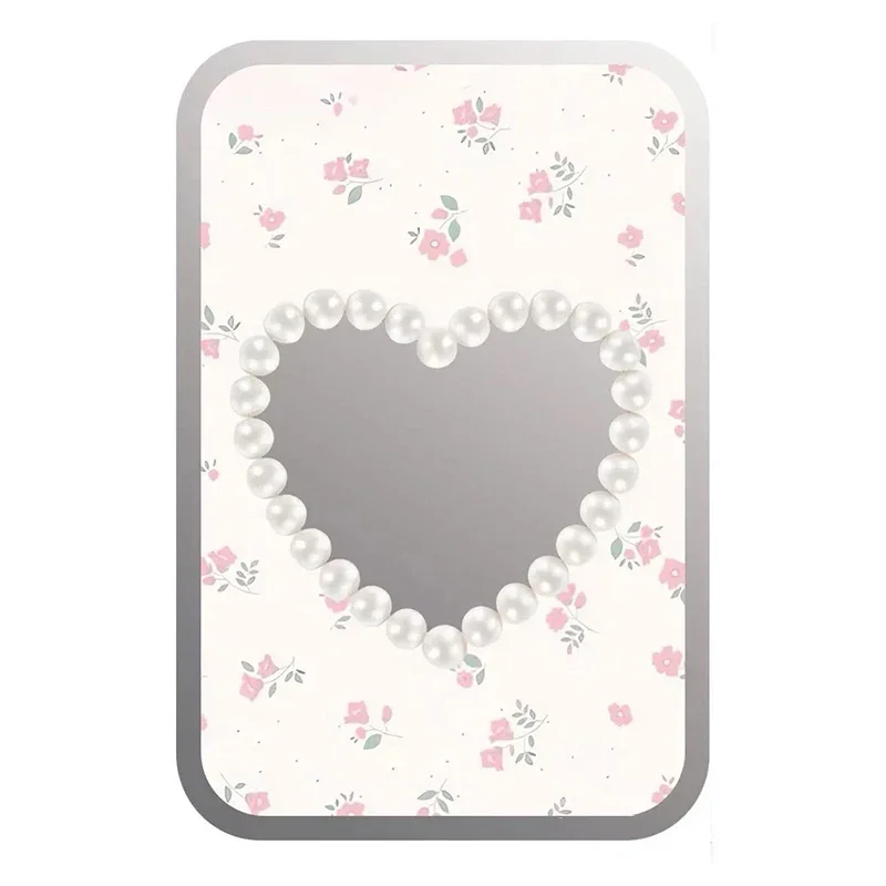 Soporte de teléfono negro plegable magnético con espejo de corazón y flores para IPhone 12 13 14 15 16 Pro Max soporte de montaje para S24 Ultra