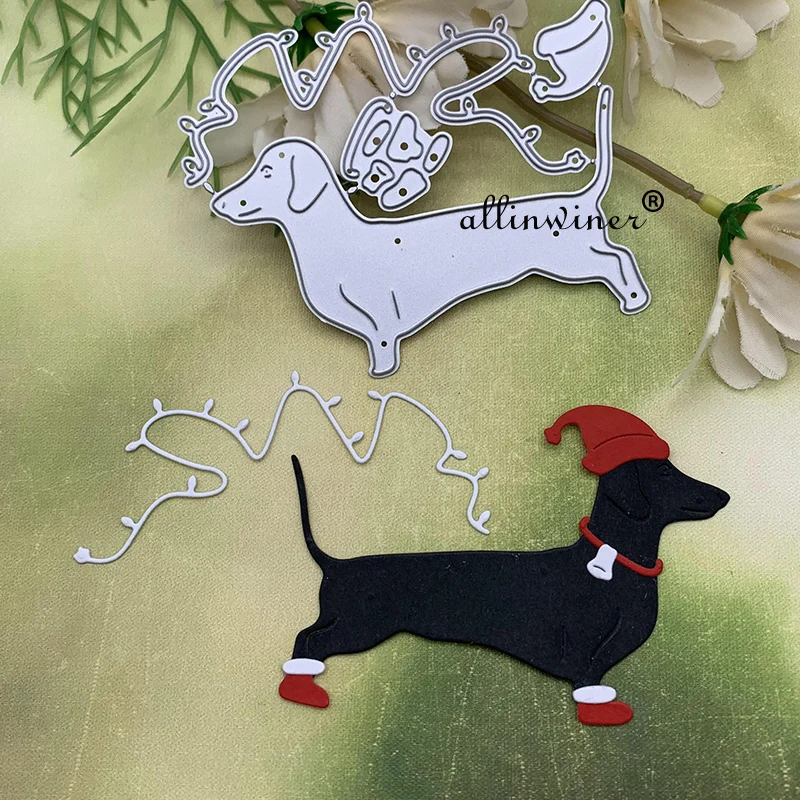 New Christmas Hat Dachshund Metal Cutting Dies for DIY Scrapbooking Album Paper Cards Decorative Crafts Embossing Die Cuts