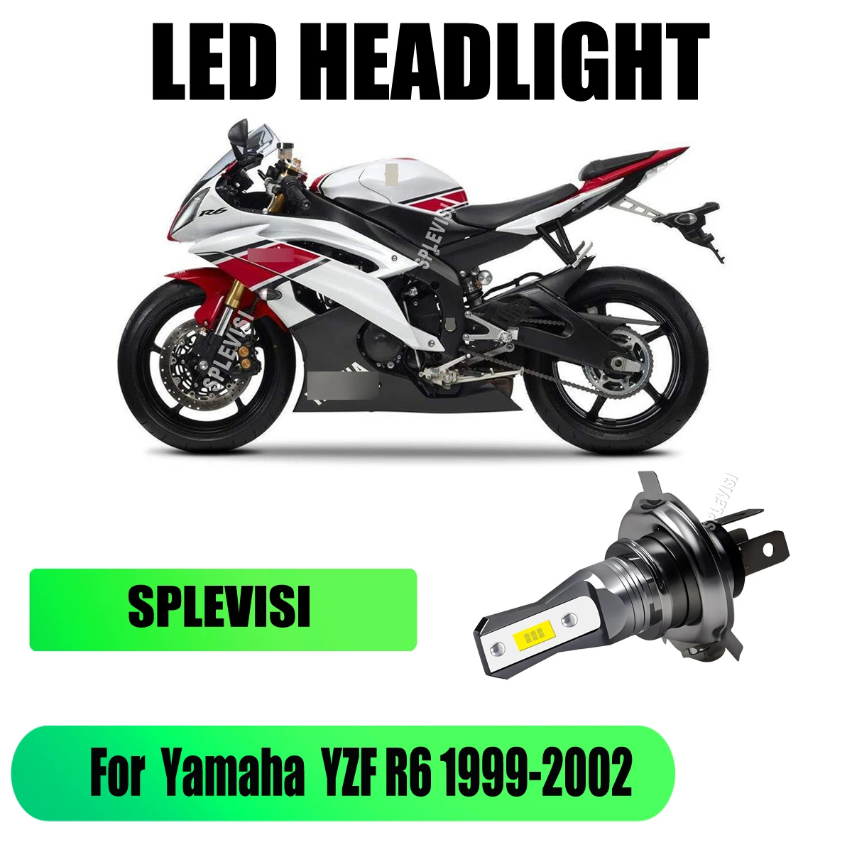 

H4 Motorcycle LED Headlight Bulb 12V 45W - Improved Light Output and Performance For Yamaha YZF R6 1999 2000 2001 2002