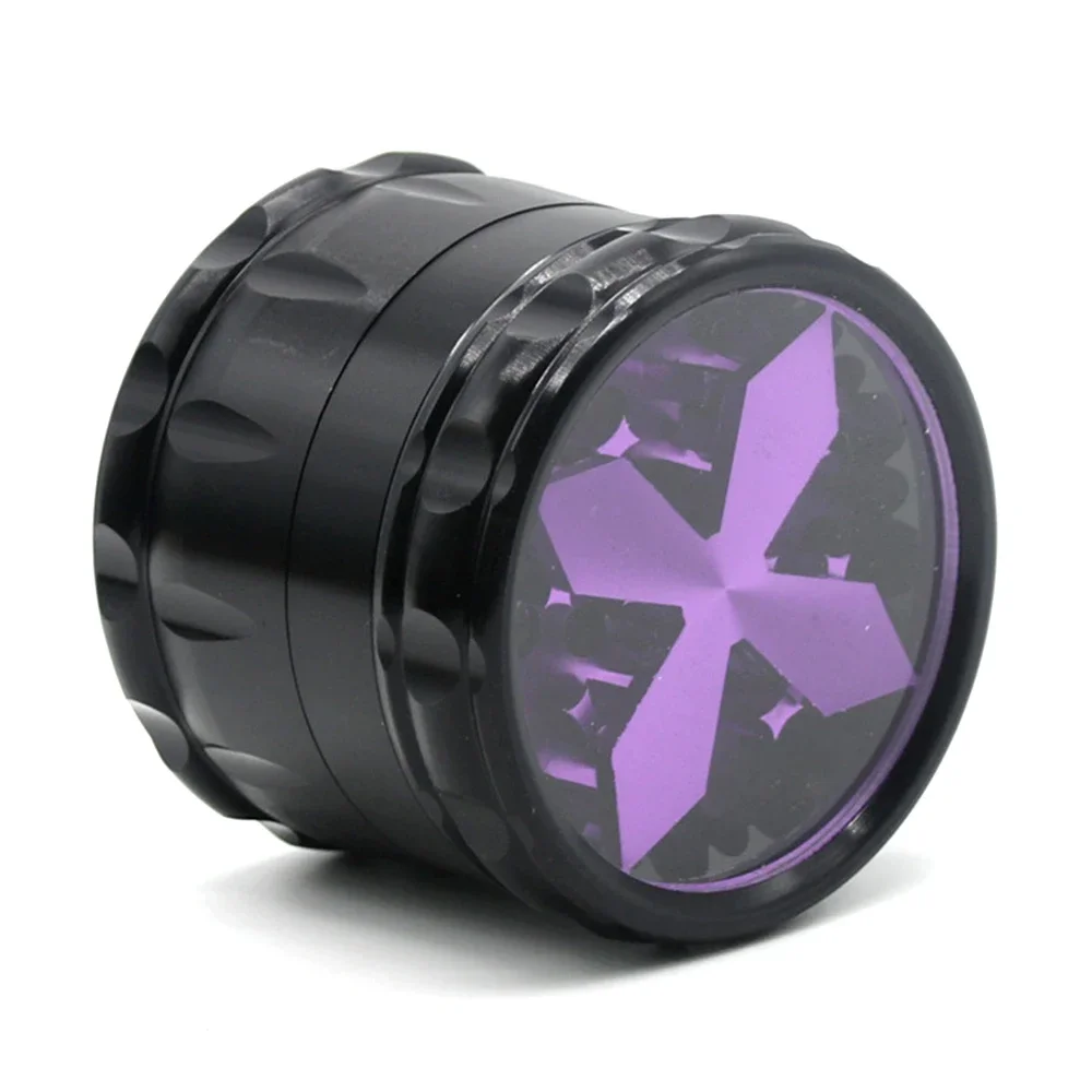 

Tobacco Herb Grinder 63MM Cross Window Style Aluminum Alloy 4 Layer with Screen Drum Metal Herb Spice Smoking Crusher