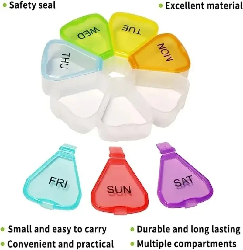 New 7 Days Round Portable  Medicine Pill Box Mini Small Travel Vitamin Cases Container Organizer Storage Tablet Fish Oils Tools