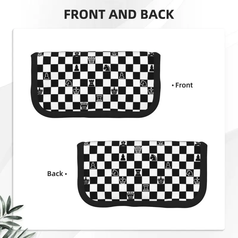 Customized Chess Lover Pencil Cases for Boy Girl Big Capacity Chessboard Game Pen Box Bag School Supplies