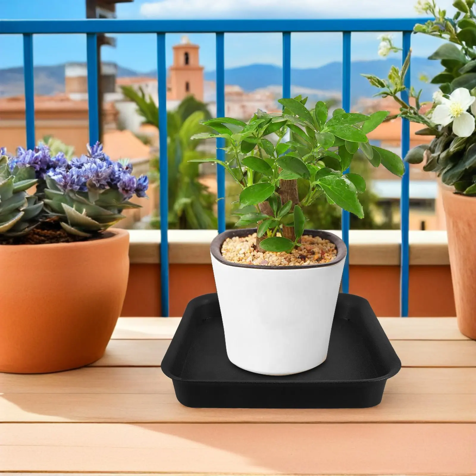 4Pcs Thickened Frosted Square Plant Saucer Pot Drip Tray Decorative Planter Water Collector Garden Drip Trays for Plants