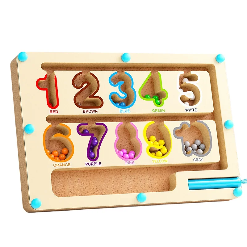 

Children's Wooden Magnetic Bead Maze Early Education Focus Logic Training Toys Intellectual Focus Training Wooden Toys for Kids