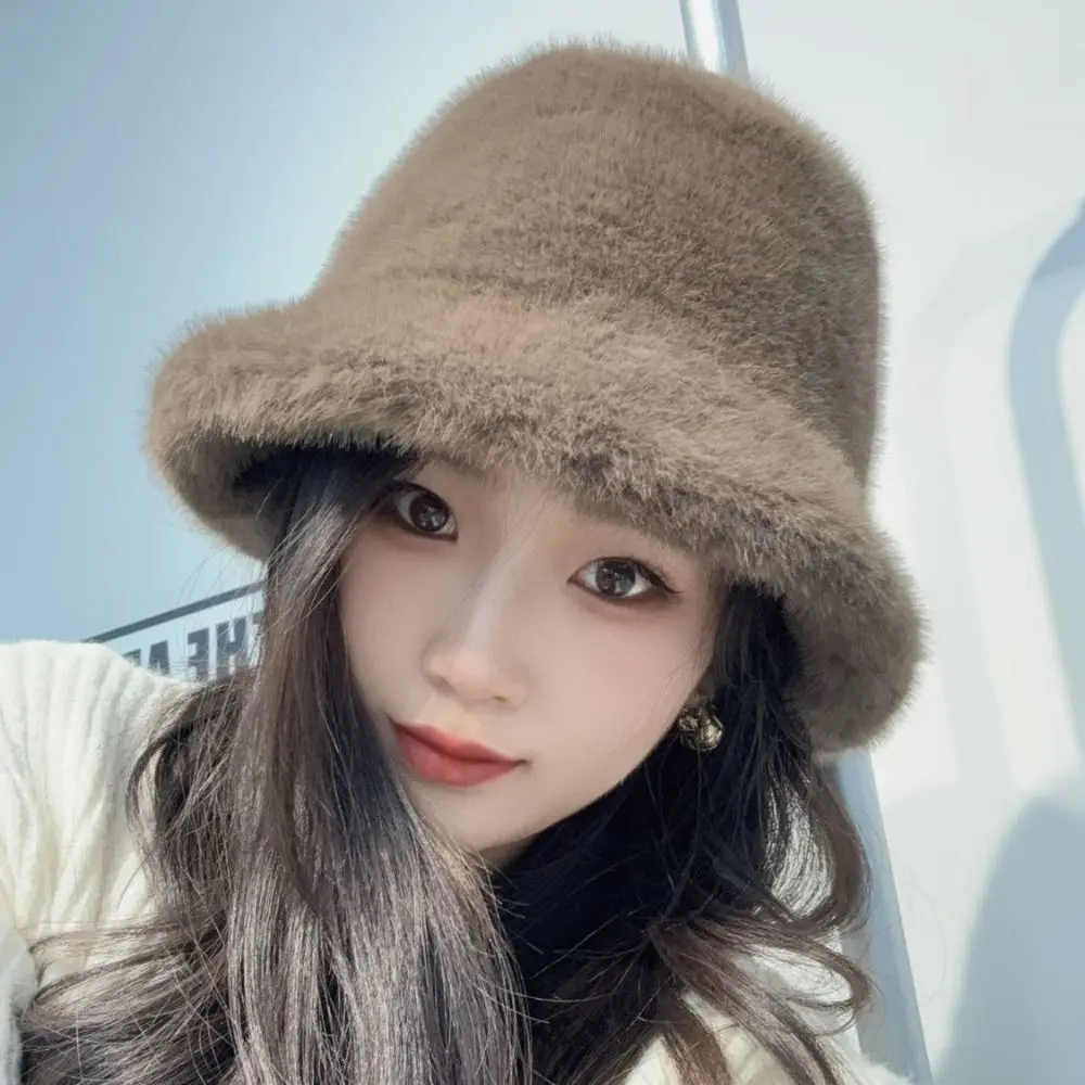 قبعة دلو نسائية منفوشة ، قبعة صياد ، قابلة للطي ، قطيفة مقاومة للرياح ، أحادية اللون ، فرو صناعي ، سميكة ، دافئة ، خارجية ، تزلج ، شتاء