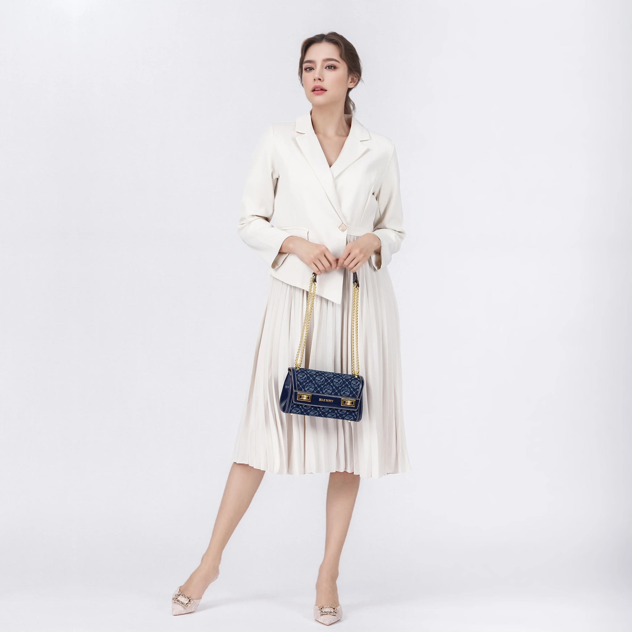 2024 New Trend Luxury Brand Klein Blue Pillow Women Bag Gold Chain Single Shoulder Crossbody Bags Purses and Handbags For Ladies