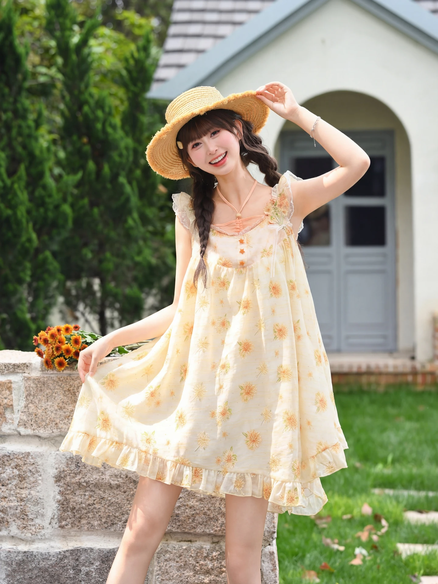 

Unique Beautiful Summer Vacation Style Women's Dress Strapless Neck Hanging Design Loose Waist Elastic A-Line Skirt