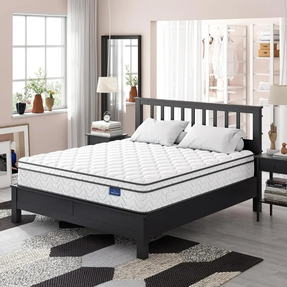 Queen Mattress, 12 Inch Hybrid Queen Mattress in a Box, Queen Bed Mattress with Memory Foam and Pocket Spring