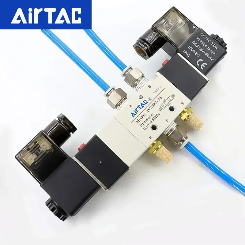 4V130C-06 4V230C-08 AirTAC 4V330C-10 Solenoid Valve Air Valve Three Position Five Way Reversing Valve 12V 24V 110V 220V