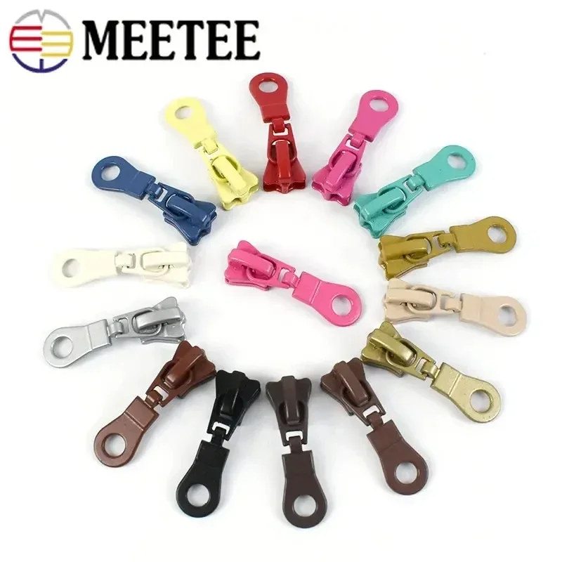 5/10/20Pcs Meetee 5# Zipper Slider for Resin Zippers Tape Clothes Pencil Bag Zip Pulls Head Repair Kit DIY Replacement Accessory