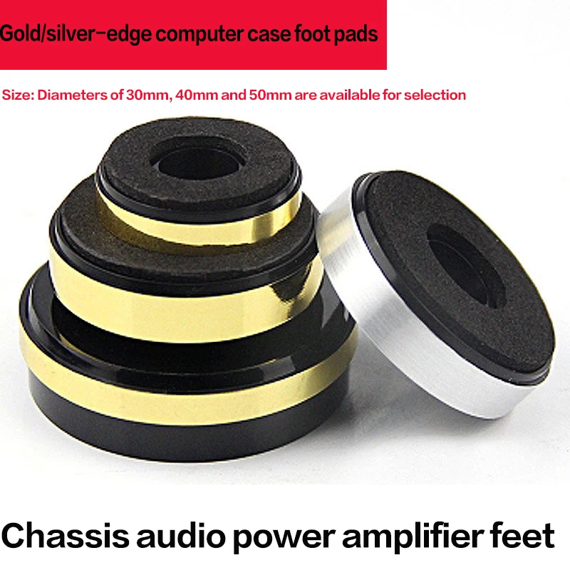 

Rubber Feet Pads 30-50mm Silver/Gold Edge for PC Case Amplifier Furniture Table Chair Anti-Slip Shockproof
