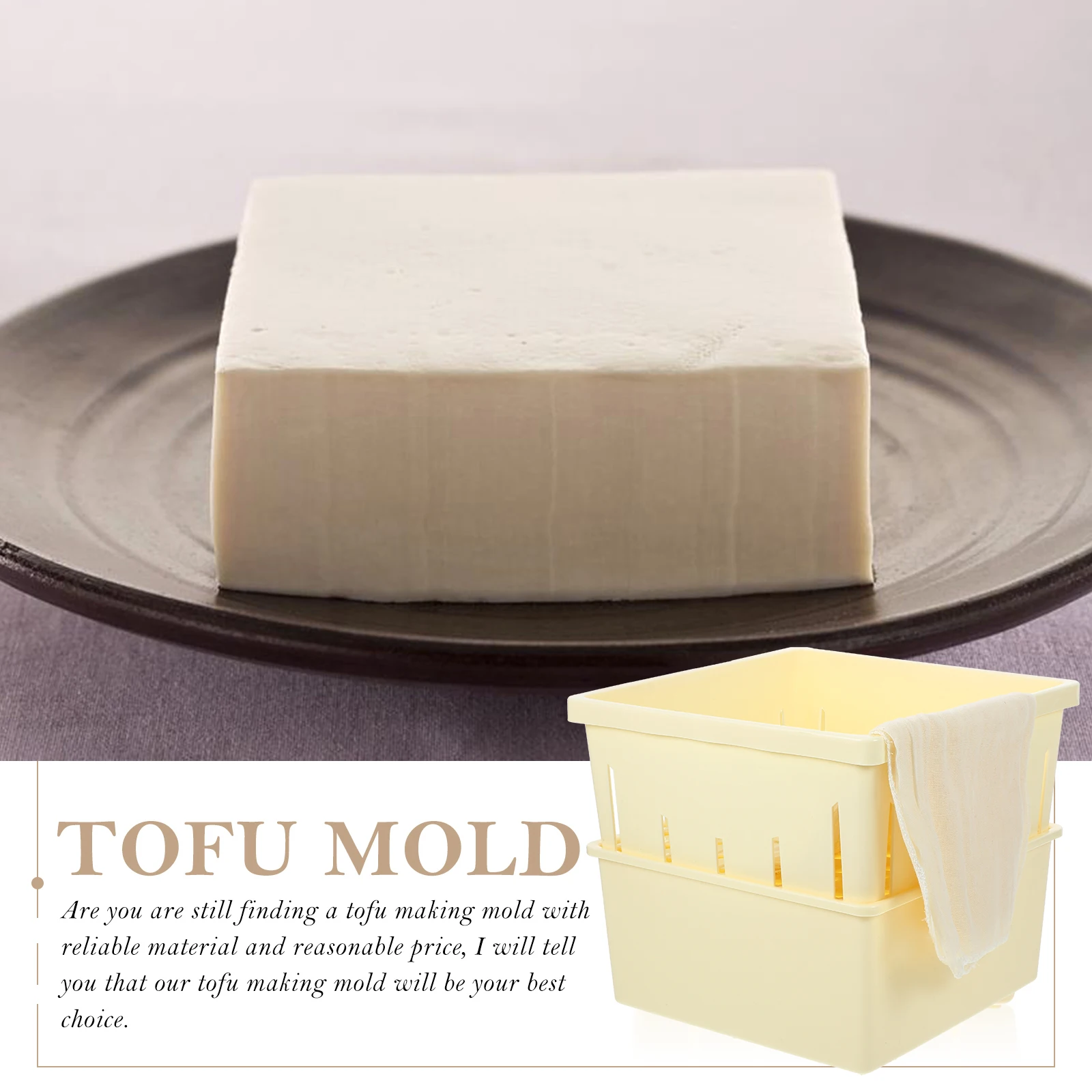 

1Set Tofu Mold DIY Kitchen Homemade Tofu Maker Pressing Mold Box Bean Curd Making Tool Kitchen Cooking Bean Curd Presser