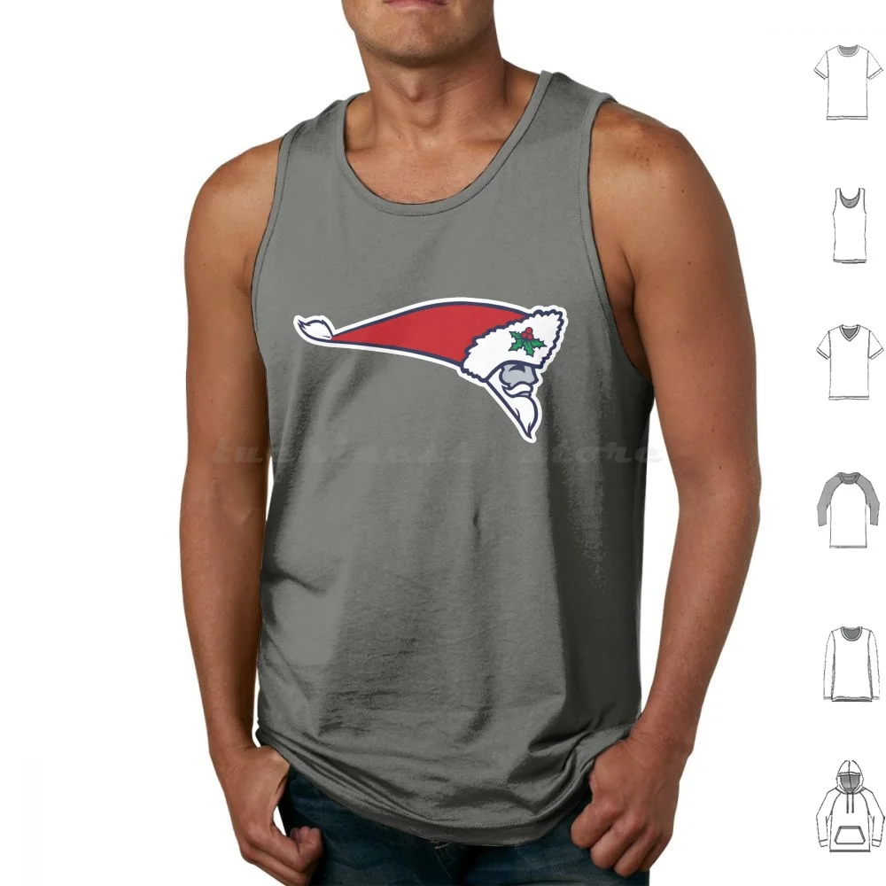 Patriots Flying Santa Logo Tank Tops Print Cotton Santa Santa Claus Christmas Patriots Football