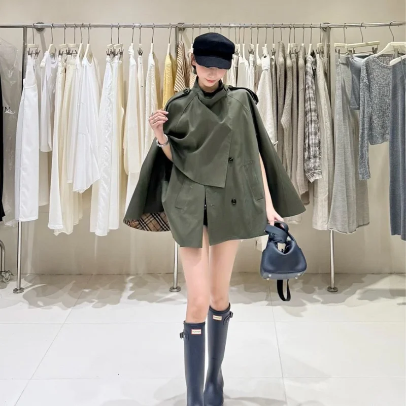 QICHE 2026 Double Breasted Waist-cinched Trench Coat For Women Mid Length Elegant Autumn Winter Jacket