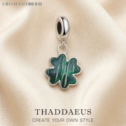 Green Cloverleaf Charms Pendant Europe Accessories 925 Sterling Silver Fashion Jewelry Lucky Gift For Women Men