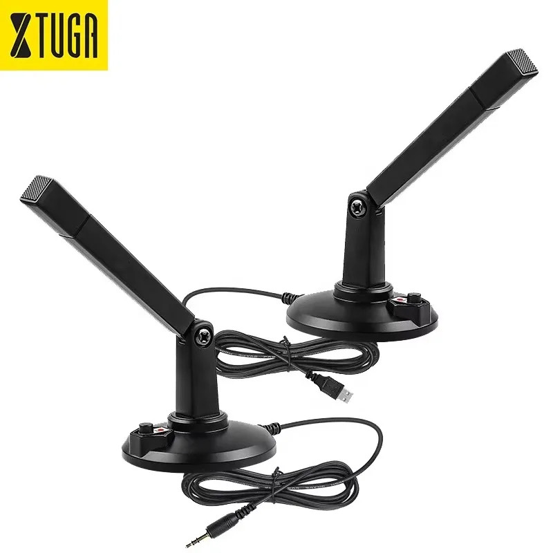 Xtuga US-17 3.5MM USB Wired Desktop Mic Handheld Condenser Gaming Microphone for PC for Conference Room Communication