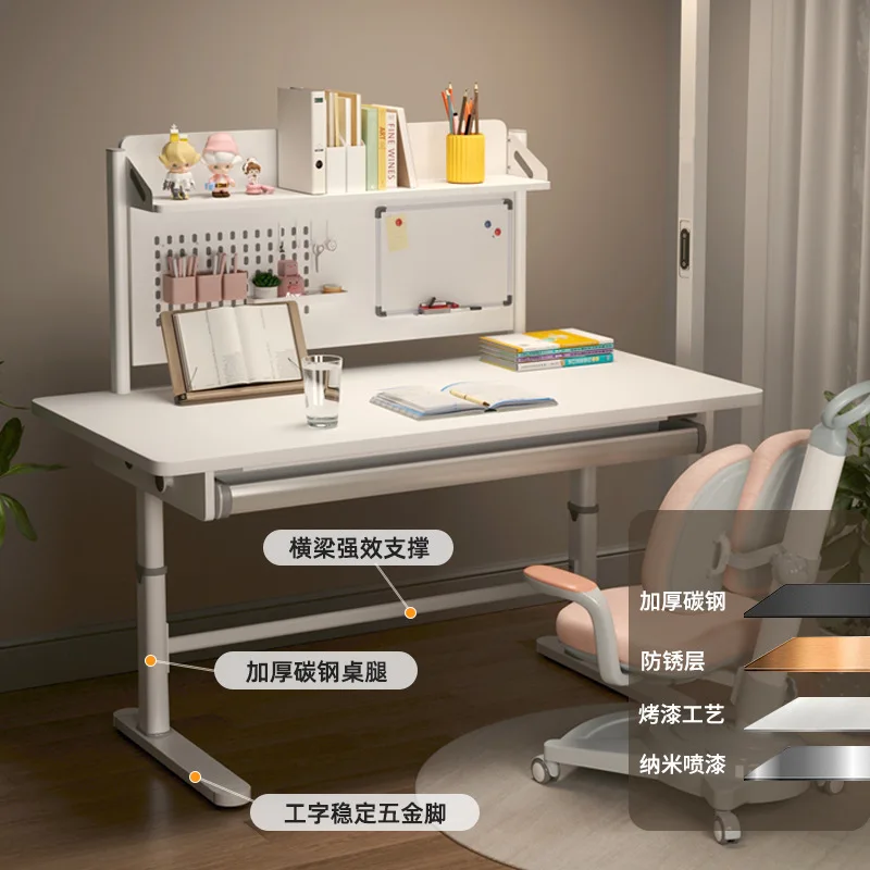 Children's study table Writing table Household solid wood desk Hand crank can be lifted Bedroom simple student