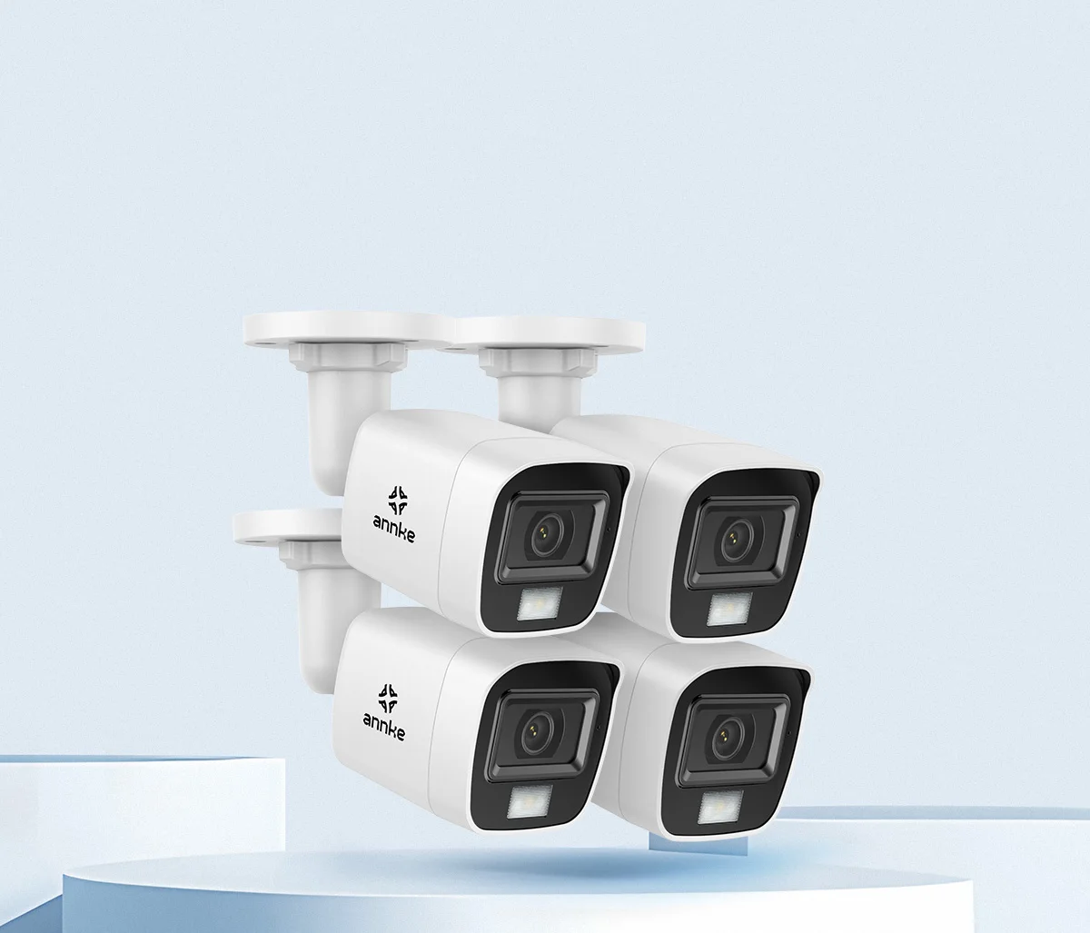 ANNKE 4K 8MP 4pcs Set For Professional Surveillance TVI Analog Camera Smart Hybrid Light CCTV Security Camera IP67 WDR
