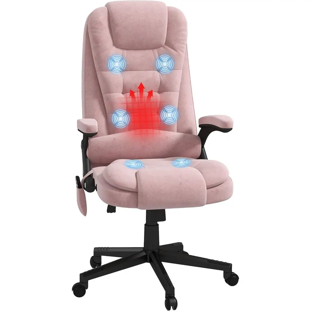 Executive Oice Chair with 6 Points Vibration Massage and Heated Lumbar Support, Velvet High Back Computer Chair with Reclining B