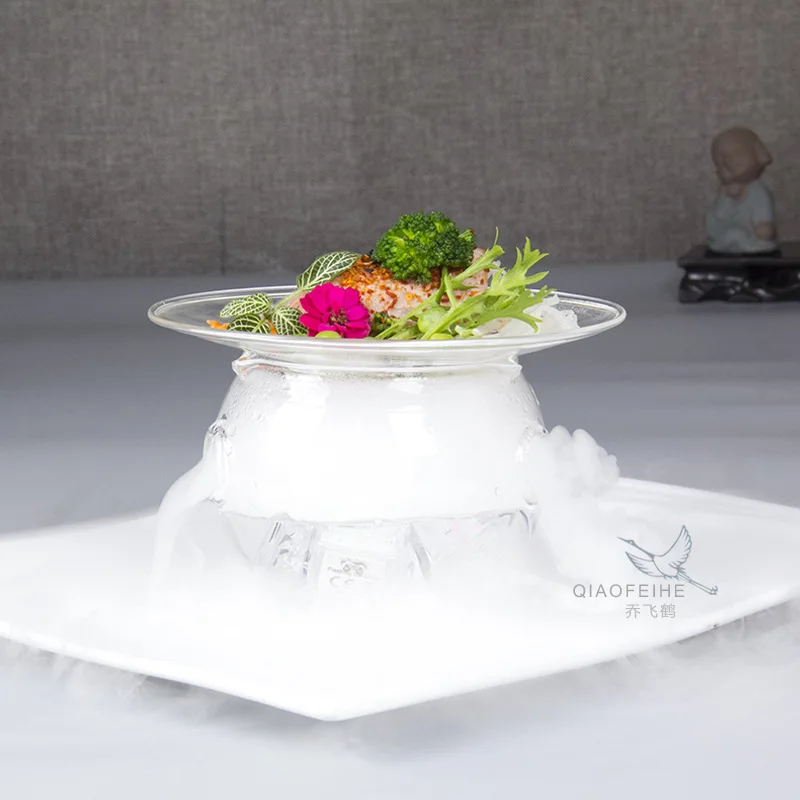 Handmade Glass Salad Bowls Specials Dry Ice Artistic Conception Bowl Molecular Delicacies Creative Tableware Cooking Hollowware
