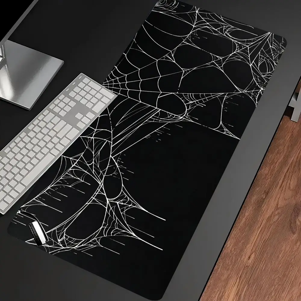 Large Desk Mat Gothic Spider Web Gaming Mouse Pad Non Slip Rubber Lock Edge Keyboard Mousepad Computer Laptop Office Decor