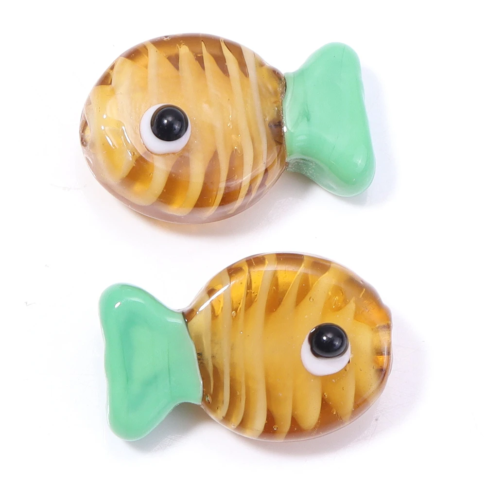 2pcs Cute Colorful Stripe Lampwork Glass Beads