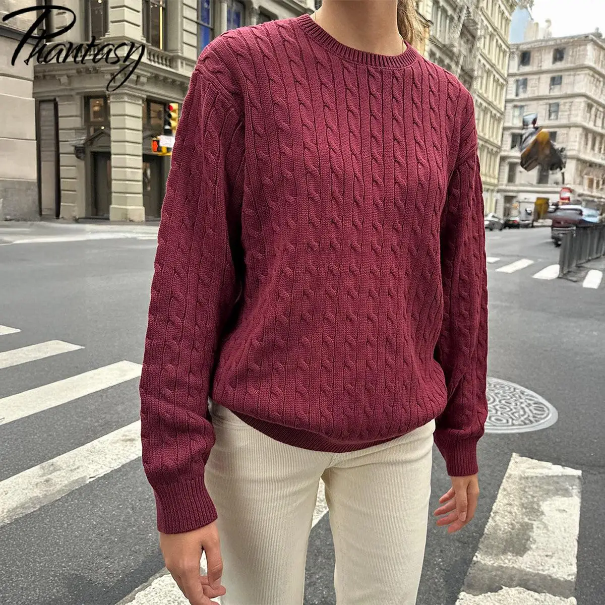 

Phantasy New Women's Sweater Tops Fashion Female Casual Resort Solid Color Slim Long Sleeve Base Layer Sweater Knitwear Tops