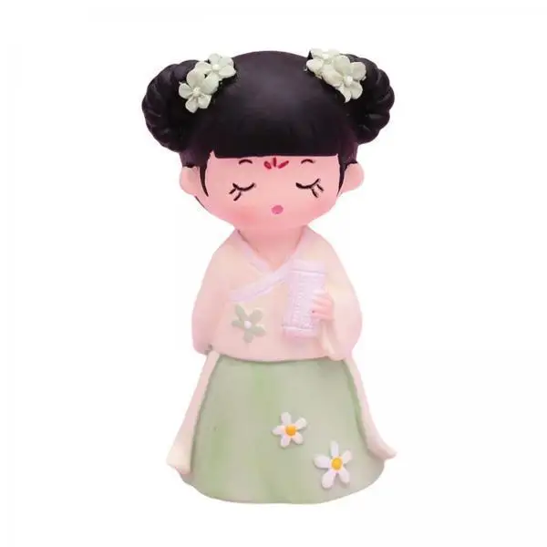 

Creative Hanfu Girl Mini Doll Resin Statue Chinese Ancient Ethnic Figure Ornament for Office Desk Cabinet