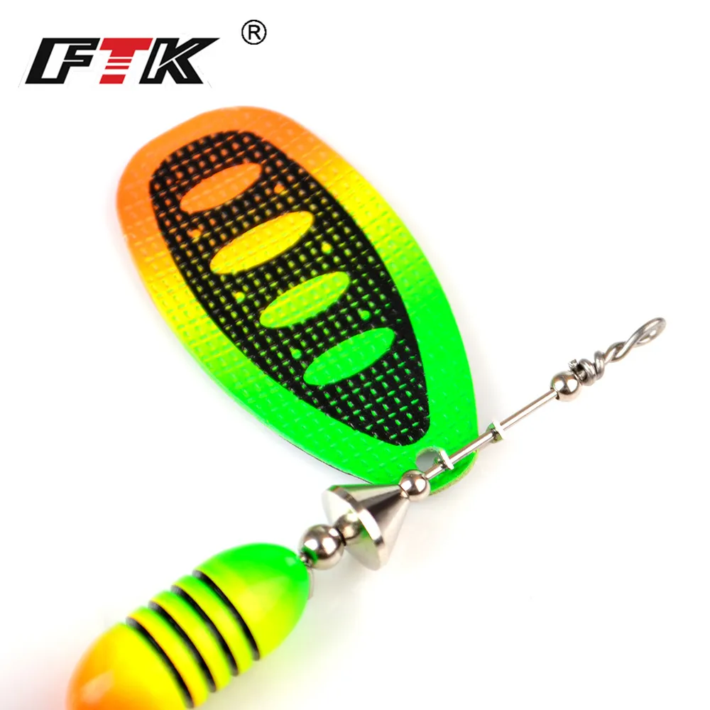 FTK Spinnerbaits Fishing Lure Spoon 17.5g Feather Saltwater Lure Accessories Treble Hook for Bass Trout Crappie Wobblers Tackle