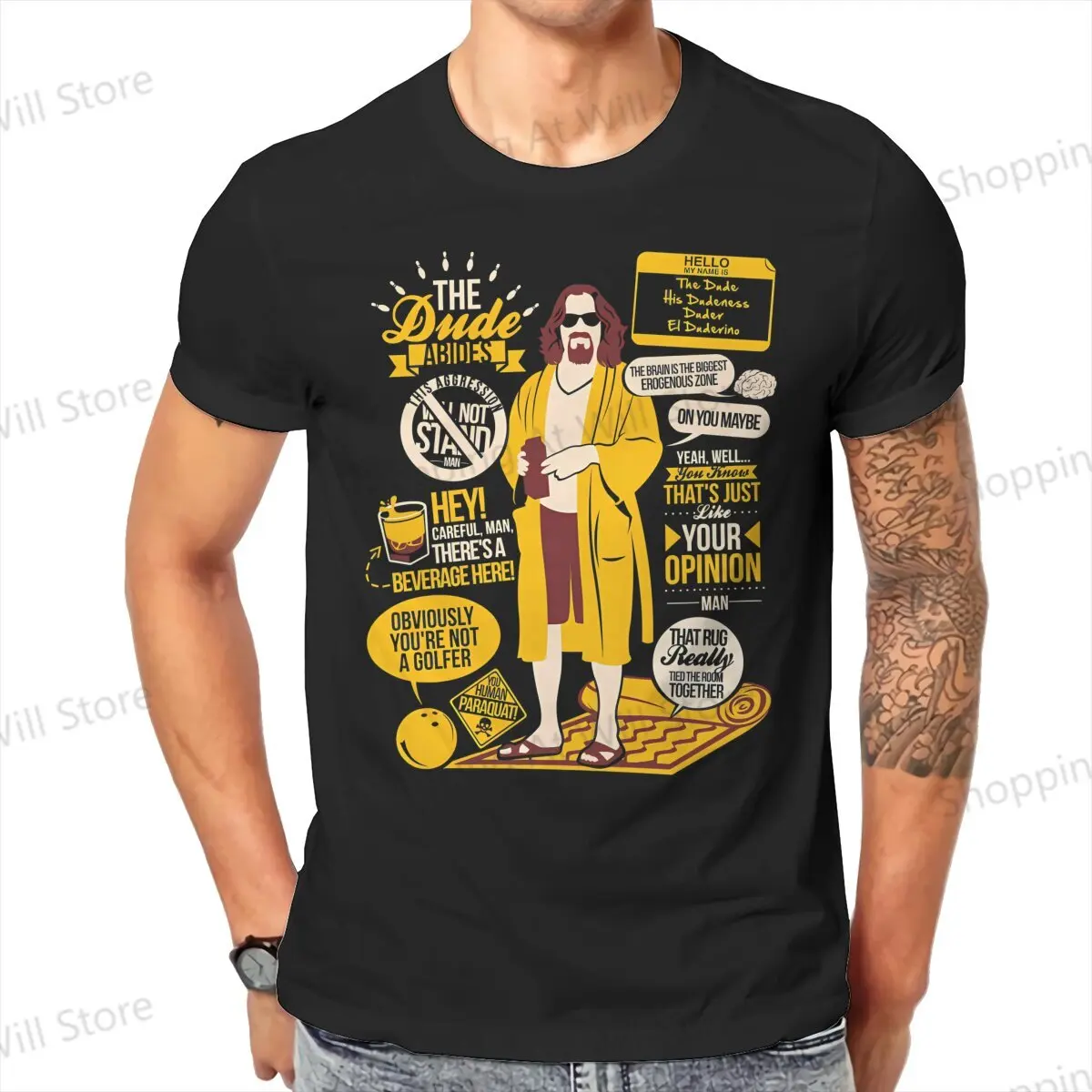 Tops 100% Cotton Leisure Sports  The Dude Quotes Men's and women's T-shirts The Big Lebowski Short sleeved fun print