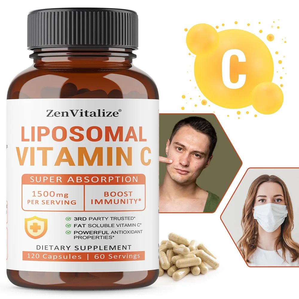 Liposomal Vitamin C Capsules - Promotes Collagen Production, Immune Support, Powerful Antioxidant,Non-GMO, Gluten-Free