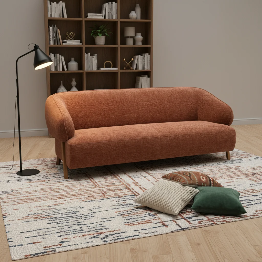 Comfortable Square Fabric Tufted Back Hotel Apartment Living Room Modern Wood Legs Three-Seat Chesterfield Sectional Sofa