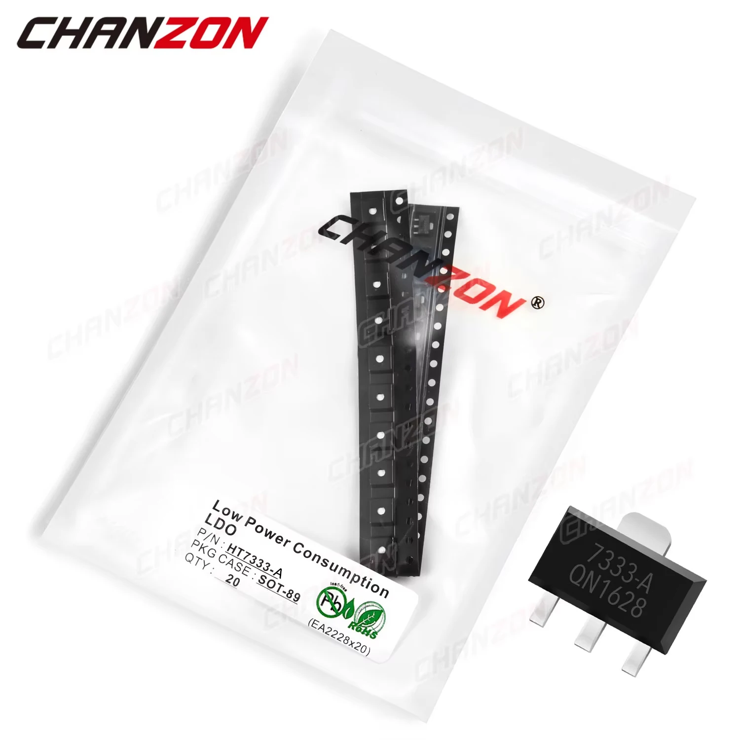 20Pcs HT7333-A SOT-89 Low Consumption LDO Transistor Bipolar Junction Triode Tube Fets SMD 250mA 30V HT7333 Integrated Circuits