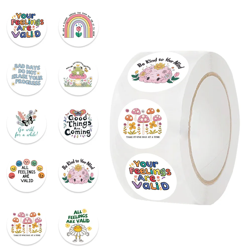 500pcs/roll Mental Health Cartoon Graffiti Stickers Phone Guitar Laptop Notebook Suitcase Water Bottles Sticker Gift