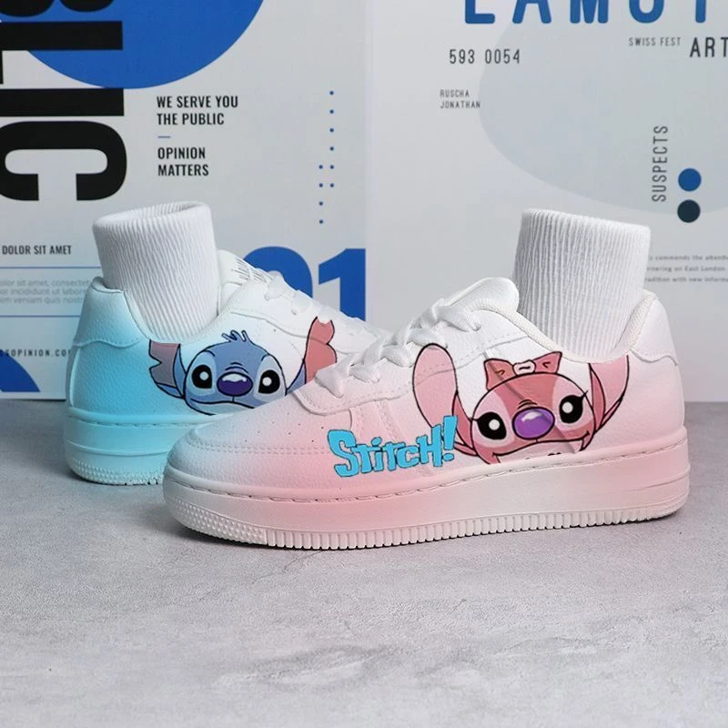 

New Disney girls Stitch Pooh princess cute Casual shoes non-slip soft bottom Mickey Mouse sports shoes for girl gift