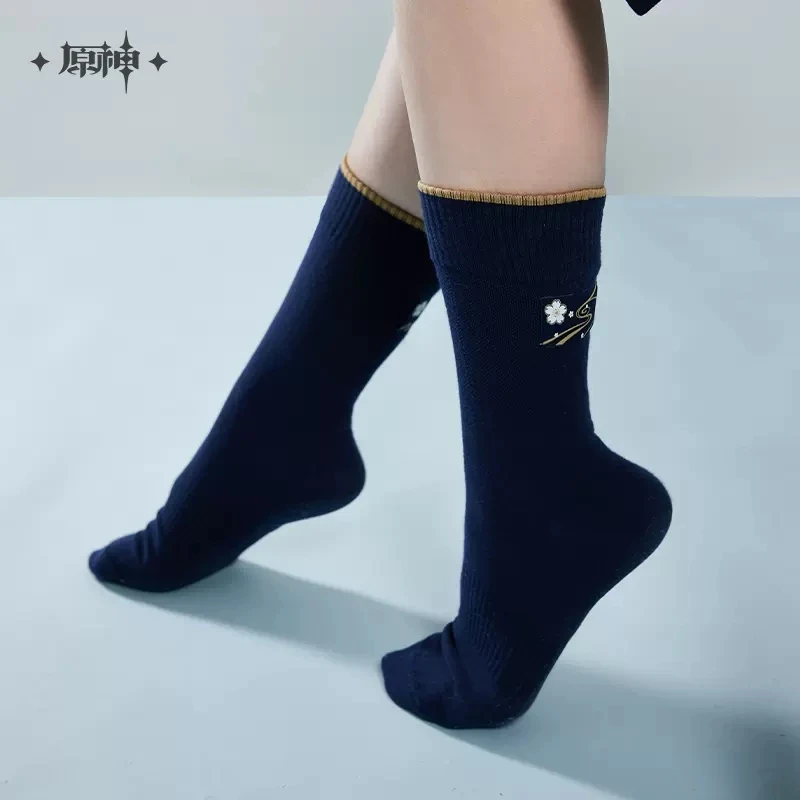 Game Genshin Impact Ayaka Theme Impression Series Mid-Calf Socks 3 Pairs Of Fashion Knit Colorwork Socks Cosplay Accessories