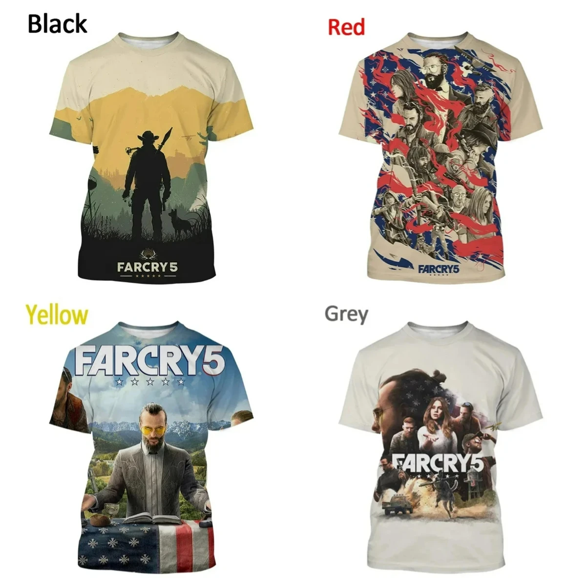 

Hot Games Far Cry Deluxe 3D Printed T-Shirt Men's Summer Fashion Short Sleeve T-Shirt Streetwear Classic Quick-Drying MOTO Top