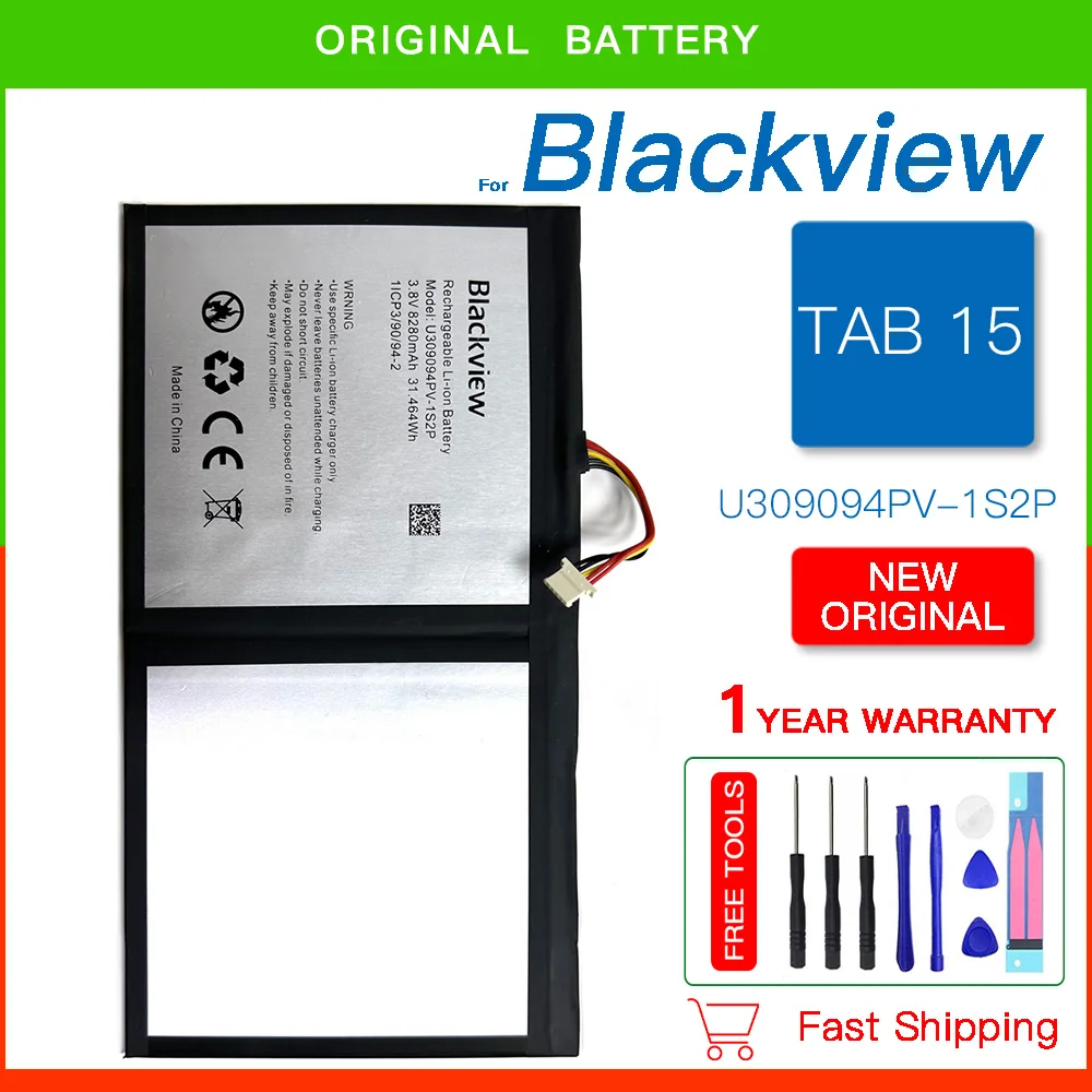 

New Original 8280mAh Tab15 U309094PV-1S2P Replacement Batteries For Blackview Tab15 Tab 15 High Capacity Phone Battery+Free Tool